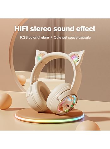 ONIKUMA B5 wireless headset music headphones Bluetooth 5.3 luminous cute cat ear headphones