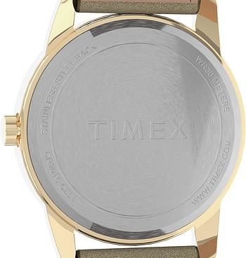 Timex Women's Easy Reader Date Leather Strap 38mm Watch Full Size - Light Gold, Cream