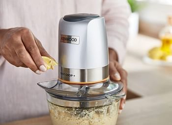 KENWOOD Stainless Steel Chopper 500W Electric Food Chopper with 1.2L SS Bowl 600ml working capacity Dripper Pro, Quad Blade, Storage Lid, Dual Speed, Spatula, Ice Crush Function CHP62.700SI - Silver