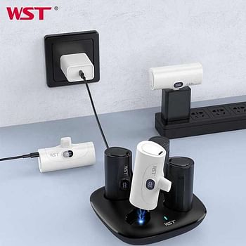 WST Power Bank Fast Charging Phone Holder 5000Mah Portable Charger Capsule Type-C Output Plug Power Bank