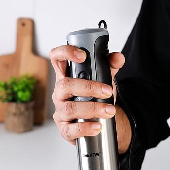 Geepas 700W Stainless Steel Hand Blender - 2 Speed Powerful Motor with Stainless Steel Blade & Removable Stick Ideal for Smoothies Shakes Baby Food & Fruits GHB5468