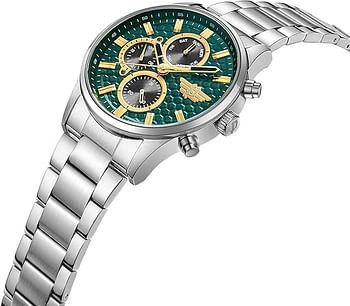 Police PEWJK2229406 Men's Analogue Quartz Watch with Stainless Steel Strap - Silver and Green Dial