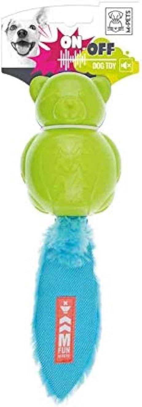 M-PETS On/Off Teddy Blue & Green Dog Toy