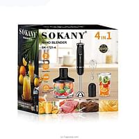 Sokany 2 Speed Hand Immersion 4 In 1 Blender Low- Noise, Beaker Chopper, Whisk Milk Frother, Egg Whisk Attachment - SK- 1721- 4