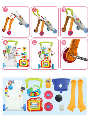 We Happy Baby Walker with Music and Toys Multi Functional Early Learning, Fine Motor, Limb Training Trolley Detachable Piano, Rattle, Lights, Phone - 6+ Months