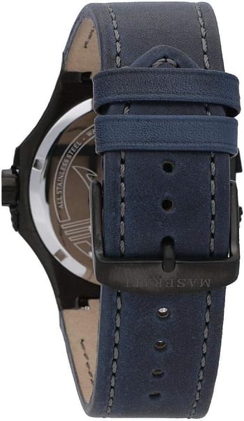 Men's Watch Potenza Collection Made of Stainless Steel Gun pvd Leather - Blue Dial R8851108021