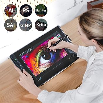 HUION KAMVAS Pro 16 Drawing Tablet with Screen Full-Laminated Graphics Monitor Battery-Free Stylus 8192 Pen Pressure 6 Hot Keys Touch Bar with Stand - 15.6 inch for PC/MAC/Linux