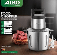 AIKO AK6525CH Food Chopper 1500 Watts A++ Energy Grade Titanium 6-Toothed Blade, 6 Ltr Bowl Capacity Stainless Steel Motor Body Copper Motor Anti-Slip Pad Crusher