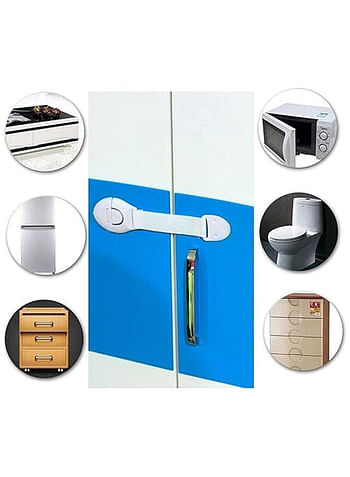 Child Safety Cabinet Locks Heavy Duty Spring-Loaded Baby Proof Latch for Cabinets Drawers Appliances Easy Install with Adhesive Durable Invisible Design Plain White