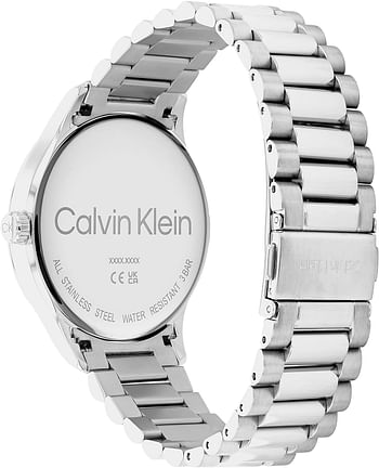 Calvin Klein Analogue Quartz Watch Unisex with Silver Stainless Steel Bracelet 25200036 - Grey