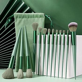 Makeup Brush Set 13 Pcs Professional Makeup Brush Set Eyeshadow Brush Blush Brush Foundation Brush Eyeliner Brush Set Makeup Brush Set - Green