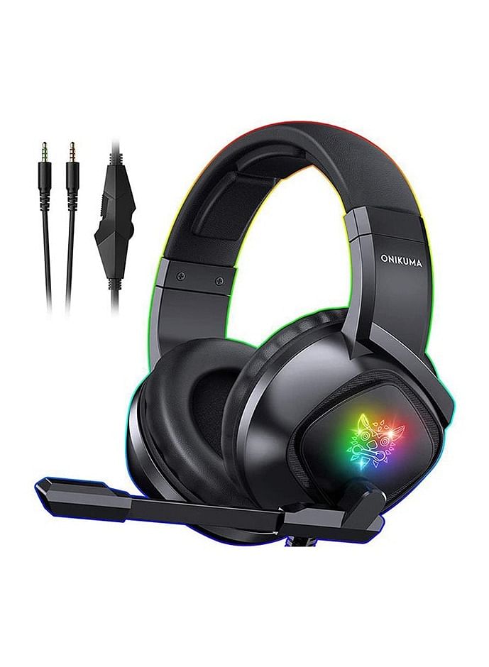 onikuma K19 Gaming Wired Headset With Microphone For PS4/PS5/XOne/XSeries/NSwitch/PC - Black