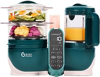 Babymoov - Nutribaby(+) 6-in-1 Multi-Purpose Food Processor | Steam Cooker, Blender, Large Capacity for Baby, Ideal for Batch Cooking - Opal Green