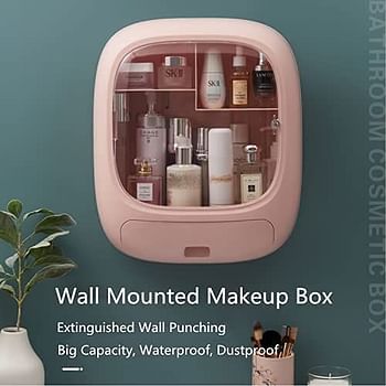 New Modern Best Quality Makeup Organizer, Cosmetic Organizer for Bathroom, Wall-Mounted Makeup Storage Box, Organizer and Storage of Dustproof & Waterproof Cosmetics Fits Skin Care Products Makeup Gift For Wife, Friends On New Year and Christmas