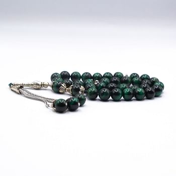 Tasbih Natural Crystal Green Tiger Eye Prayer Beads (10mm – 33 beads) Misbaha