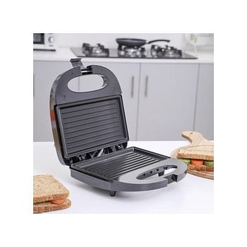 Geepas GGM6001 700W 2 Slice Grill Maker with Non-Stick Plates | Stainless Steel Panini Press, Sandwich Toaster, Grill & Griddle Toasty Maker | Cord-Warp for Storage, Ideal for Breakfast