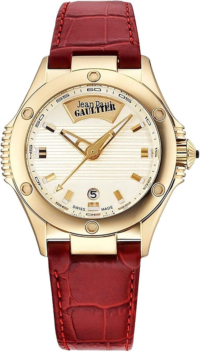 Jean Paul Gaultier Round Shape Analog Leather Strap Watch for Women - JPG0101004