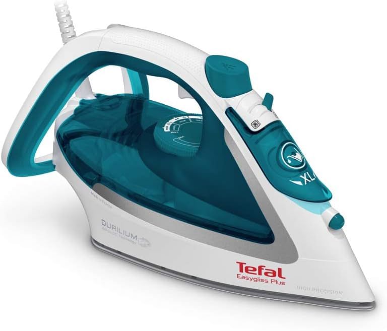 Tefal Easygliss Plus FV5718 Steam Iron Durilium Airglide Sole 2500 W Quick Heating Drip Stop Anti-limescale System Vertical Steam