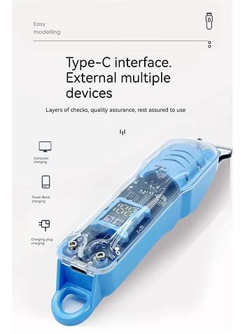 LCD Digital Display Rechargeable Transparent Electric Hair and Beard Trimmer (Multicolour)