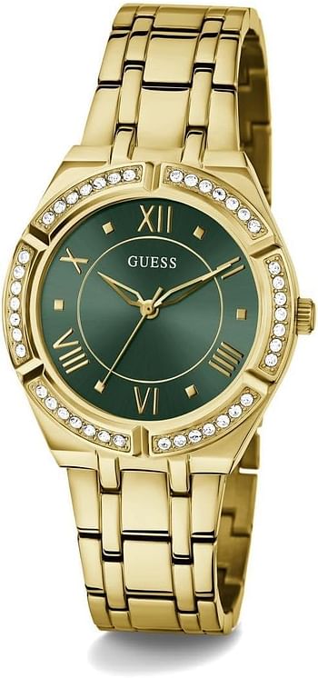 Guess Women's Gold Tone and Green Dial Analog Watch GW0033L8