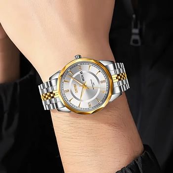 Skmei 9268 Luxury Quartz Movement Bussines Case Waterproof Watch For Men Silver/Gold/Silver