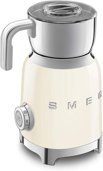 Smeg MFF11CRUK, Retro 50's Style Automatic Milk Frother With 8 Functions, 500 ML Milk Steamer With Hot & Cold Foam Latte, Cappuccino, Warm Milk, Hot Chocolate - Cream