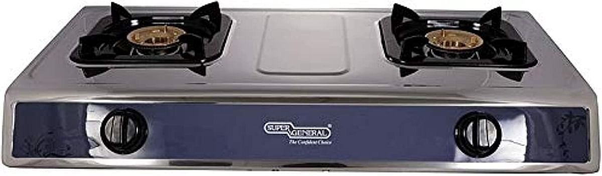 Super General Table Top Cooker With 2 Gas Burner SGB02SS - Silver