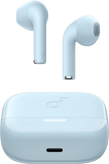 Soundcore Anker K20i Wireless Earbuds, Semi-In-Ear Bluetooth 5.3, 36 Hours Playtime, Fast Charging, Clear Sound and Calls with 2 ENC Microphones, Custom EQ, IPX5, App Control - Light Blue