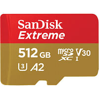 بطاقة ذاكرة SanDisk Micro SD Extreme بسرعة 190 ميجابايت/ثانية 512 جيجابايت مع محول