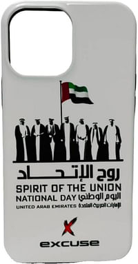 Excuse Premium iPhone 13 Pro Max Protective Phone Case Back Cover Spirit of the Union National Day UAE Flag Mobile Case Hybrid 2 Layer Hard Shell Silicone Protective Case Luxury