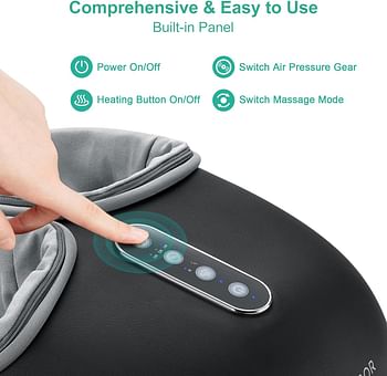 Medcursor Foot Massager Machine with Heat Function Deep Kneading Massager Multi-Level Settings & Adjustable Intensity for Home or Office Use (Black)