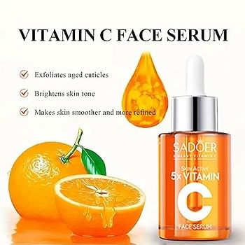 Vitamin C Skin Care Set With Cleanser, Toner, Face Serum, Face Cream, And Eye Cream, Face Lotion,Skin Care Products For Teenage Girls, Gentle Skin Cleaning & Care Travel Size Kit