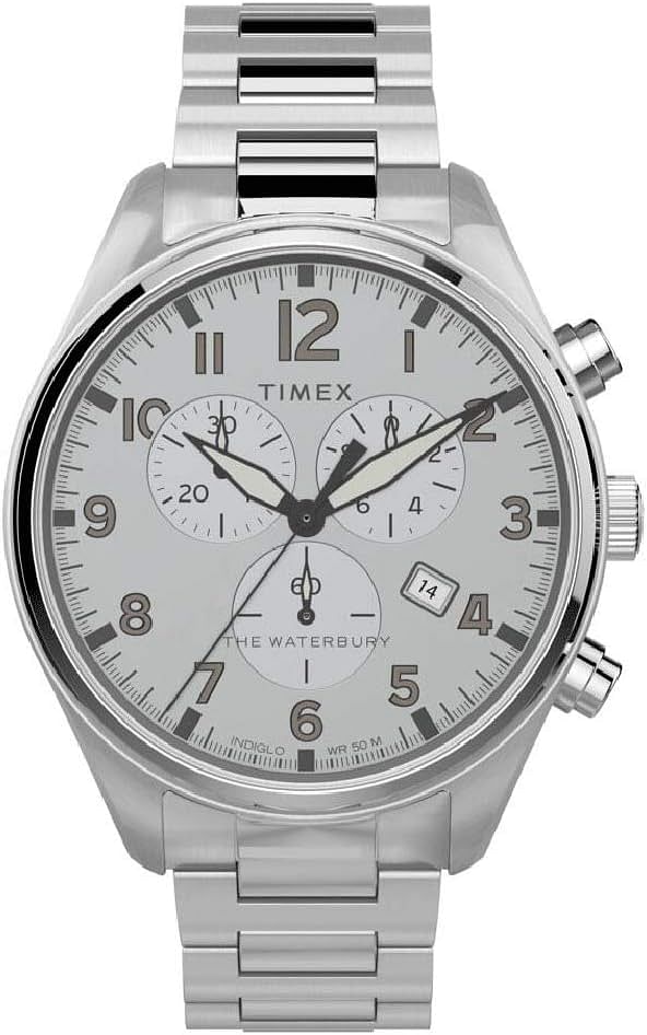 Timex Men's Chronograph Watch Waterbury with Stainless Steel Band TW2T70400 - Silver