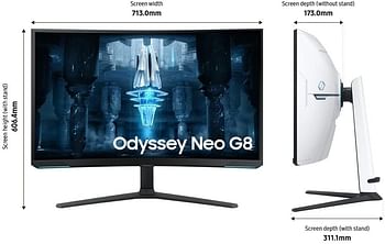 Samsung 32" Odyssey Neo G8 BG850 4K Curved Gaming Monitor With 240Hz Refresh Rate &1ms Response Time AMD FreeSync Premium Pro Quantum HDR 2000 - LS32BG850NMXUE