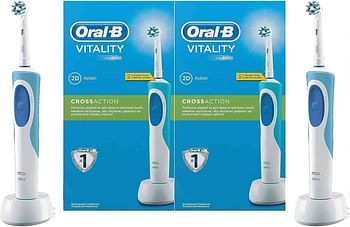 Oral-B D12.513 Vitality 1+1 Free - D12 Bundle Pack - Vitality Precision Clean Clam Shell, 2 Minutes Timer, Rechargeable Electric Toothbrush