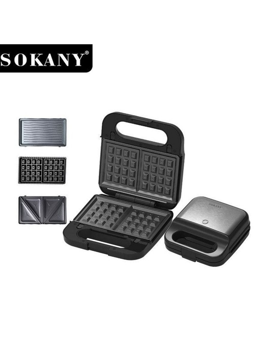 sokany Multimaker 3 in 1 SOKANY SK-08078 waffle maker for Belgian waffles, sandwich maker 1200W - Black