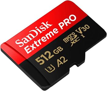 بطاقة اكستريم برو microSD UHS-I 512 جيجابايت من سانديسك، فيديو 4K UHD على الهواتف الذكية وكاميرات الحركة قراءة 200 ميجابايت في الثانية، كتابة 140 ميجابايت/ثانية، SDSQXAV 512 جيجا GN6MA - احمر,اسود