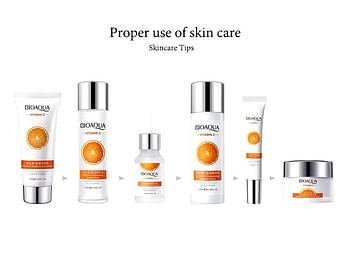 6Pcs BIOAQUA Vitamin C Skin Care Sets Moisturizing Hydrating Eye Face Cream Facial Serum Cleanser Skin Care Set